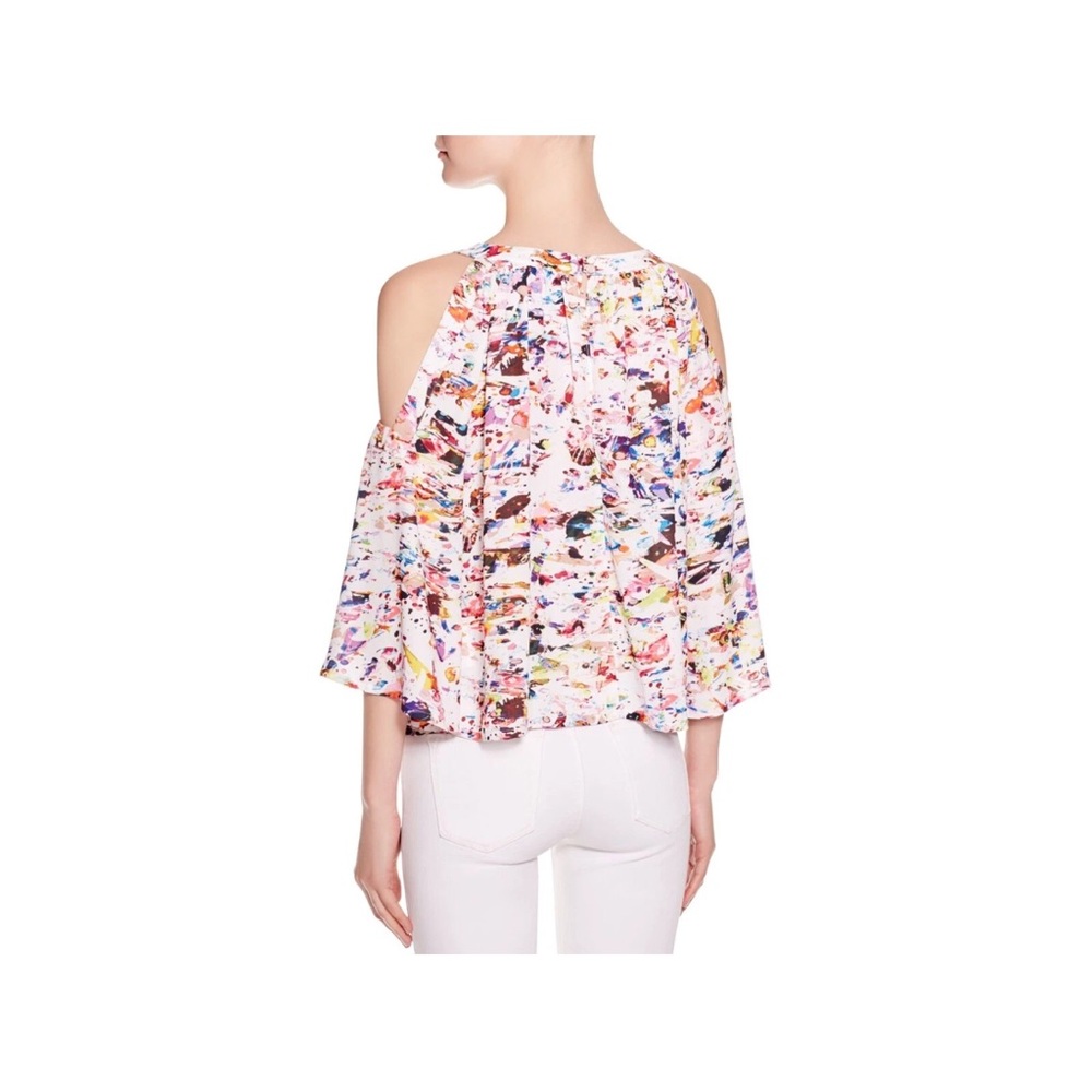 Rebecca Minkoff Vegas Splatter Abstract Cold Shoulder Blouse - Picture 3 of 8